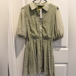 Stylish Green Checkered Mini Dress